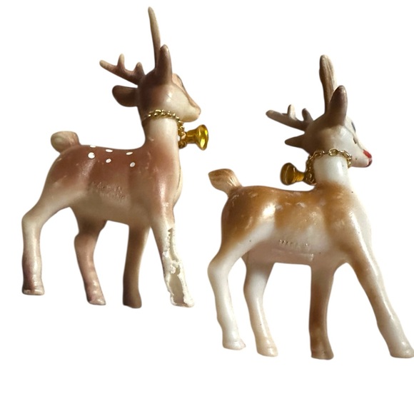 Vintage Christmas Figurine Japan Reindeer 
Blue Eyes, Soft Plastic, Swivel Head - Picture 7 of 11